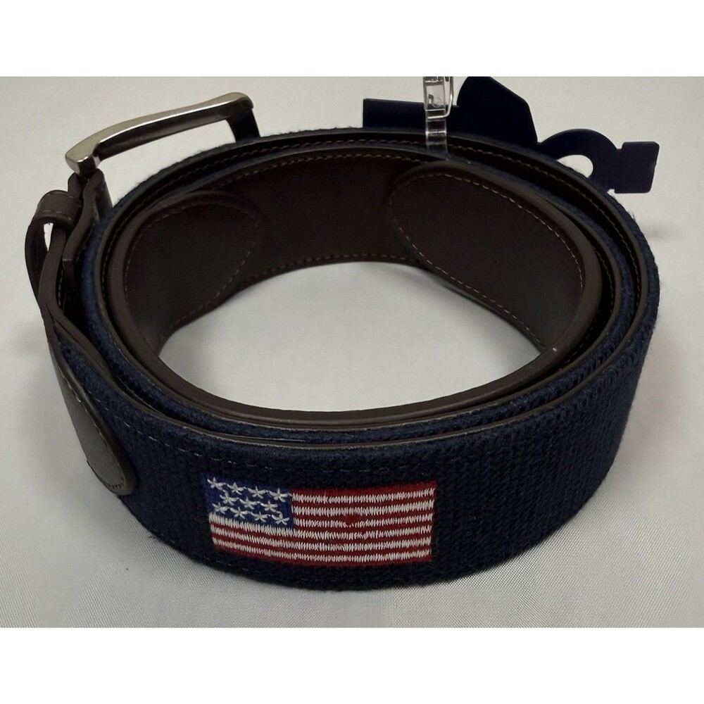 Original Penguin Men’s Belt Size 32 Navy American Flag Embroidered NWT